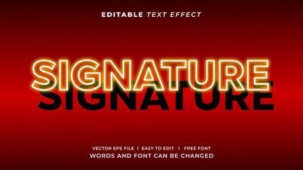 Editable text effect - signature neon light style
