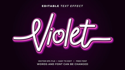 Editable text effect - violet purple neon style