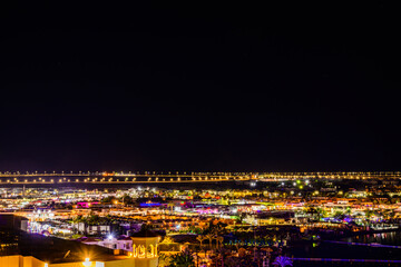 Fototapeta na wymiar View of the egyptian resort city Sharm El Sheikh at night