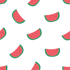 sweet summer seamless pattern with watermelon slices. for wallpaper, fabric, wrapping paper or decoration. Vector shabby hand drawn illustration