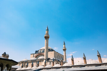 Fototapeta na wymiar Sultan Selim Mosque in Konya from Mevlana Museum. Islamic photo with copy space