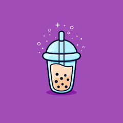 bubble tea with springkle logo cartoon