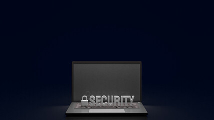 The notebook and security text for protection concept 3d rendering