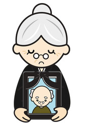遺影を抱いたおばあさん4