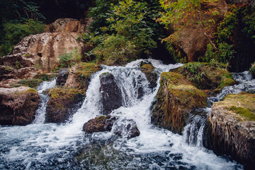 Blue river with waterfall from Koprulu Tazi canyon, Manavgat Antalya Turkey