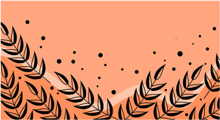 Banner orange witn line botanic and twigs