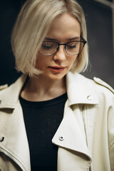 Portrait of woman in medical eyeglasses