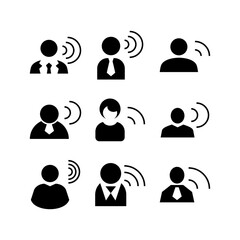 business man talking icon or logo isolated sign symbol vector illustration - high quality black style vector icons
