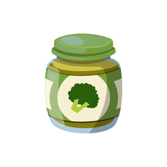 Broccoli Puree in Baby Food Jar with Label