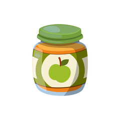 Apple Puree in Baby Food Jar with Label