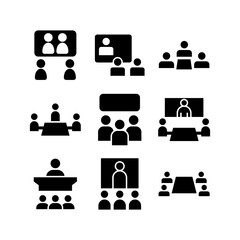 video conference icon or logo isolated sign symbol vector illustration - high quality black style vector icons
