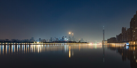 Fototapeta premium At midnight blues, Guangzhou city skyline