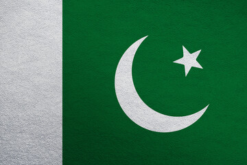 Modern shine leather background in colors of national flag. Pakistan