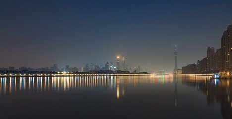 Fototapeta na wymiar At midnight blues, Guangzhou city skyline