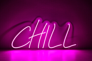 Pink neon sign chill. Trendy style. Neon sign. Custom neon. Home decor.