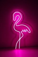 Pink neon sign flamingo. Trendy style. Neon sign. Custom neon. Home decor. © Iana