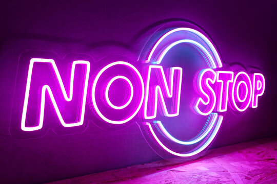 Pink neon sign NON STOP. Trendy style. Neon sign. Custom neon. Home decor.