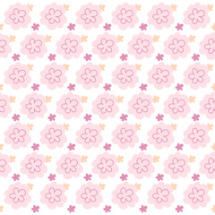 Cute flower pattern. Pink flower on white background.