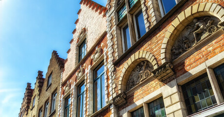 Obraz premium Flemish architecture at the Markt, market square, Brugge, West Flanders, Belgium, Europe.