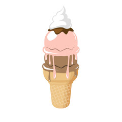 chocolate and strawberry Delicious ice cream cone