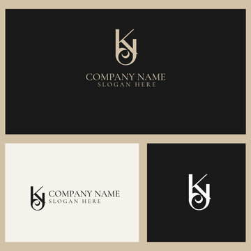 K J elegant initial monogram logo vector