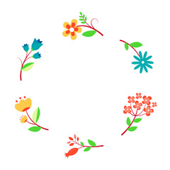 Fototapeta premium Field flower wreath. Botanical template for design of cards, invitations and more. illustration.