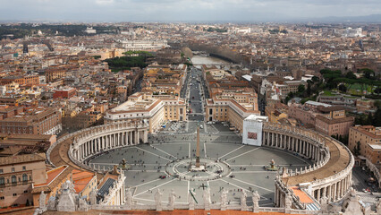 Aerial view of Rome and Saint Peter's Square in Vatican City, Europe