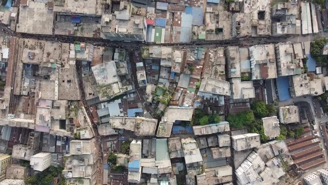 Aerial View of Rooftop Garden in Congested Dhaka City