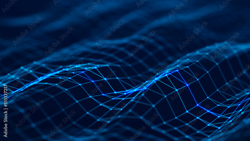 Poster Digital technology background. Network connection dots and lines. Futuristic background for presentation design. 3d