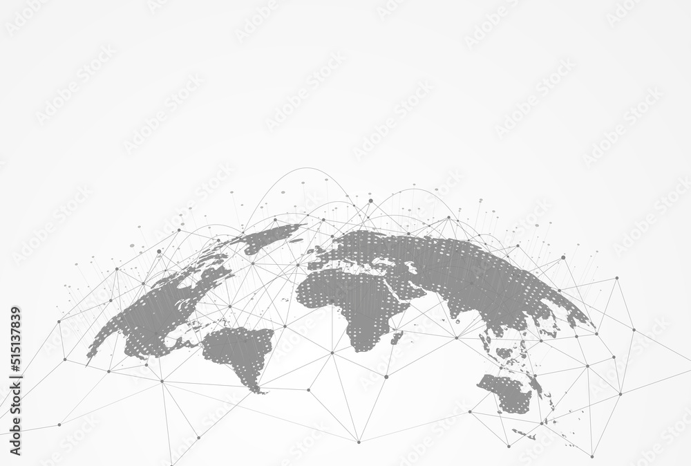 Poster global network connection. world map point and line composition concept of global business. vector i