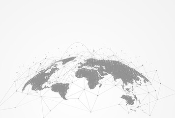 Fototapeta Global network connection. World map point and line composition concept of global business. Vector Illustration obraz