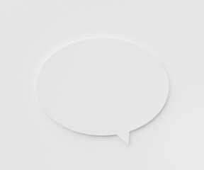 3d white speech bubble chat icon isolated on white background. 3D rendering