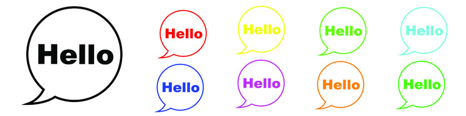Hello vector icon set. Hi speech bubble illustration sign collection. 