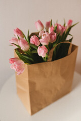 bouquet of pink tulips