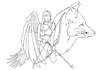 High Priestess Line Drawing Hand Drawn 18