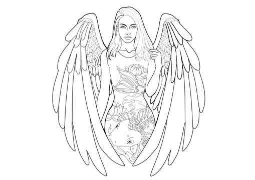 angel sketch drawings