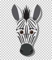 Fototapeta na wymiar Cute zebra head in flat cartoon style