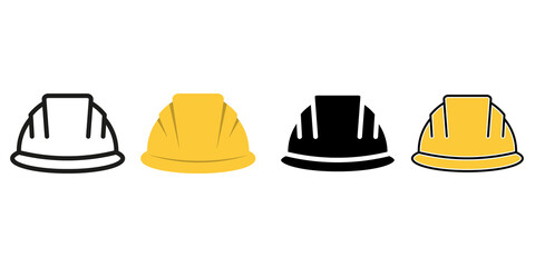 Construction Helmet icon set. Vector illustration isolated on white background