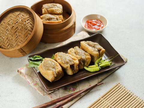 Tahu Bakso is a traditional snack made from tofu, glutinous rice powder and beef