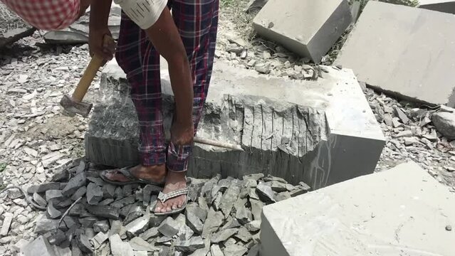 Close up video of Stone Carving