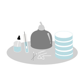 The equipment for pure culture technique to microorganism identified or detection that including alcohol burner, culture plate or petri dish, spreader, loop, sample tube or beaker and dropper