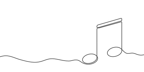 One continuous line illustration of music note. Musical note drawn in one line. Vector.