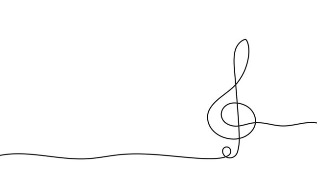 recommend clip art: Treble clef of one continuous line drawn. Music key drawn in one line. Vector illustration.
