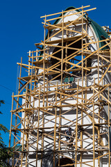 Fototapeta na wymiar scaffolding erected around the temple