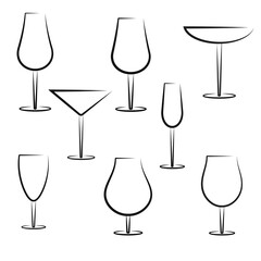 Set of different wine glass icon