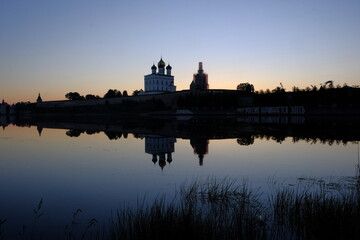 Fototapeta na wymiar Sunrise in June, Pskov, Russia