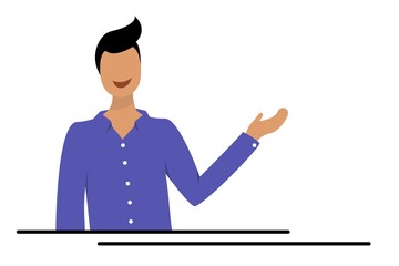 A business man speaking and showing the information to others, vector illustration