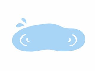 かわいい梅雨の水たまりとしぶき／手描きイラスト