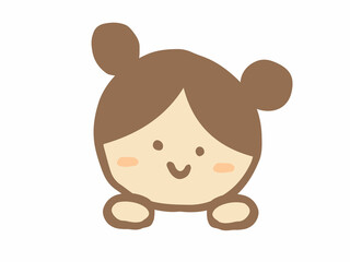 かわいい女の子の笑顔／手描きイラスト素材