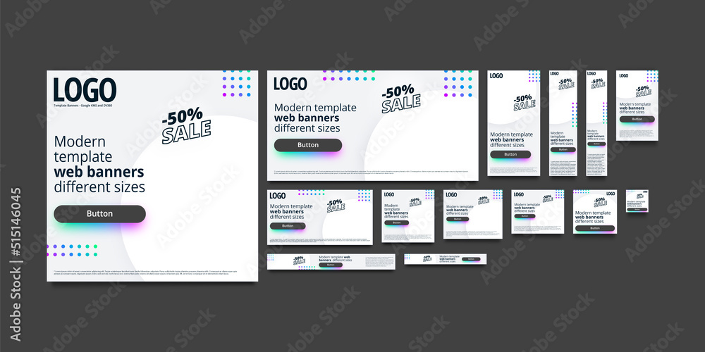 Wall mural web banners template in different sizes. google кмс and dv360.